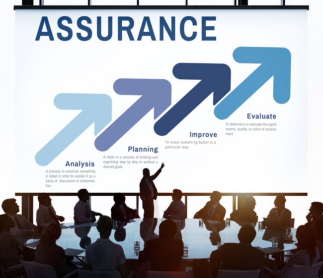 Meeting with a slideshow about assurance