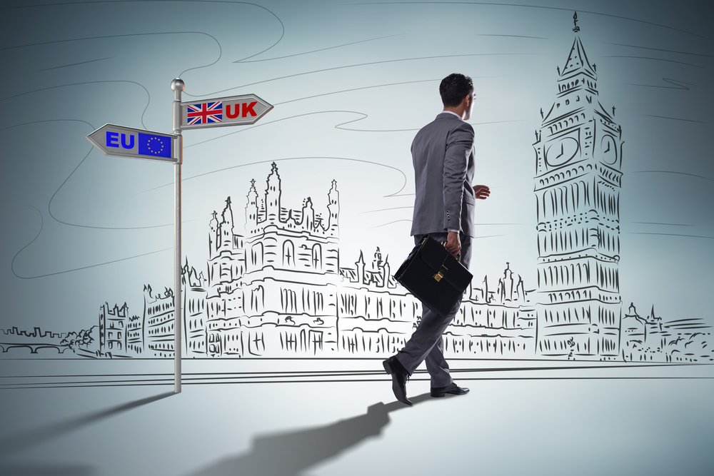 Business Man in front of Brexit Sign