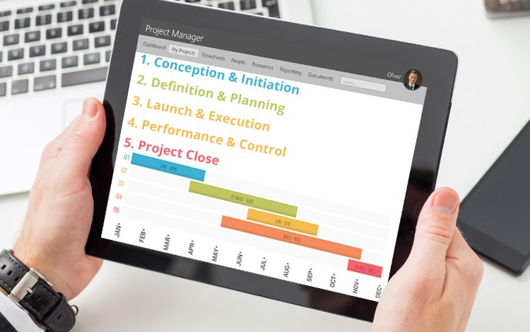 Project timeline on a tablet