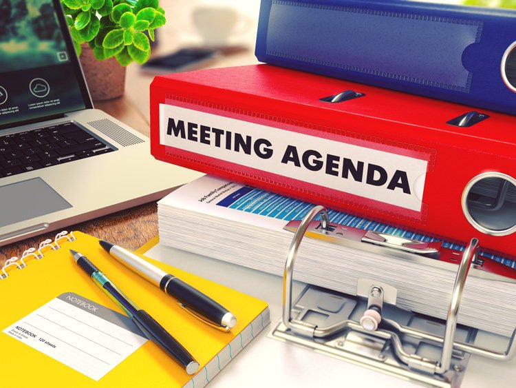 Folders with one labelled 'meeting agenda'