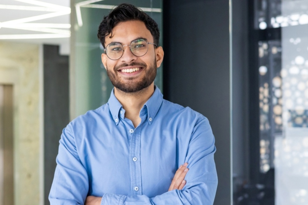Business man smiling