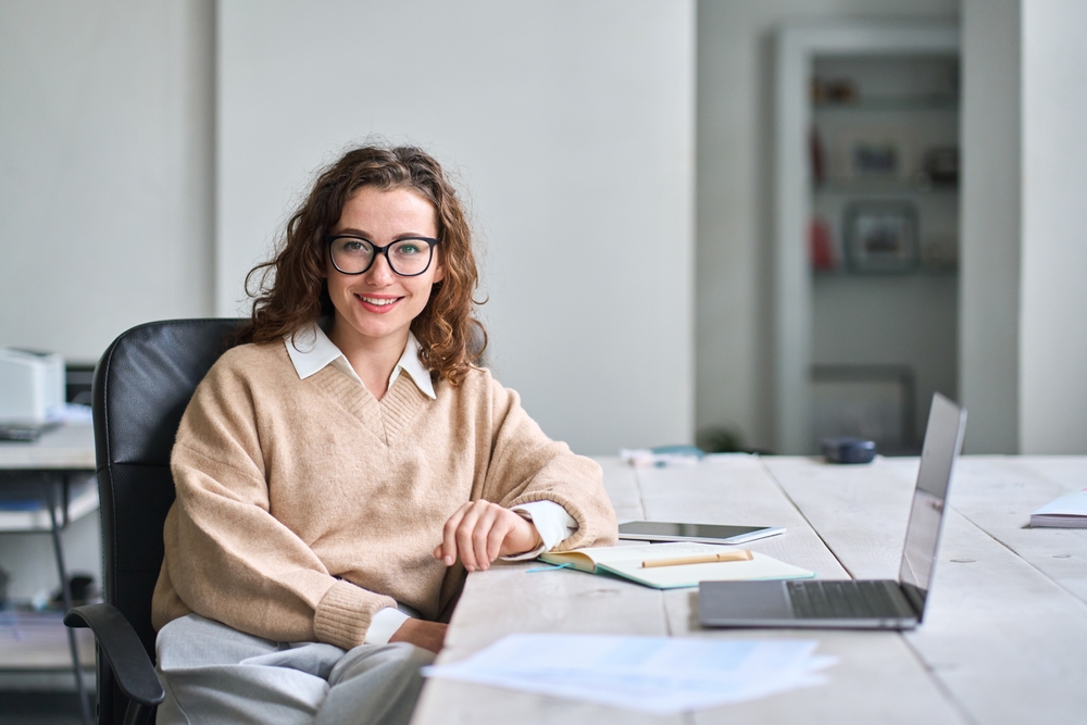 A worker at an office desk