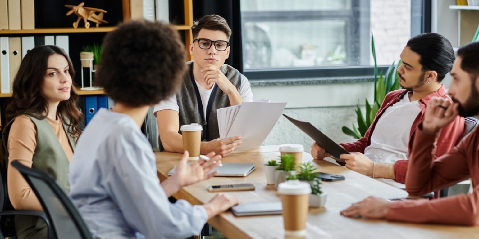 workers around a desk